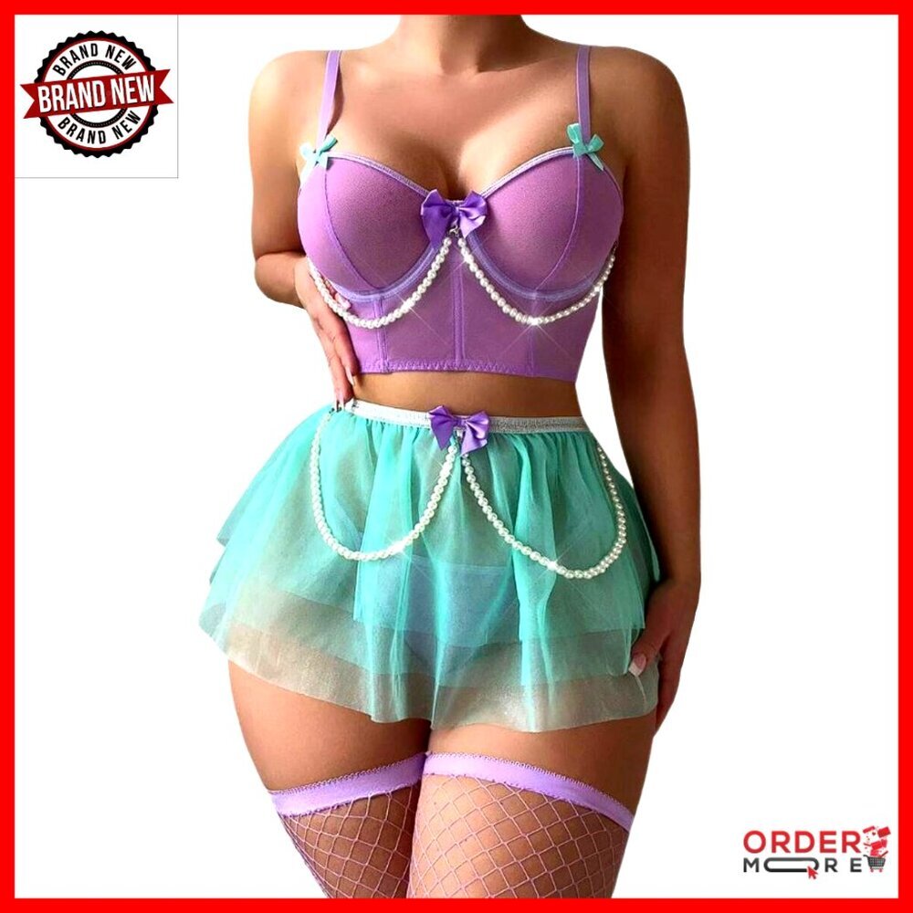 Lingerie Set Lace Mesh Fantasy Cosplay Boudoir Women's Size